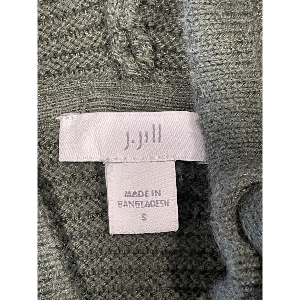J Jill Sweater/Jacket Women’s Size Small Dark Green Ribbed Hooded Full Zip Up - Picture 12 of 14
